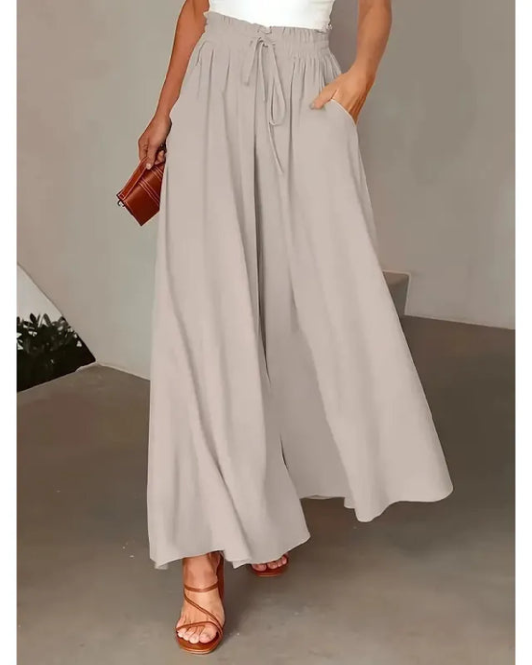 Elegant Polka Dot Wide Pants – High Waist Comfort