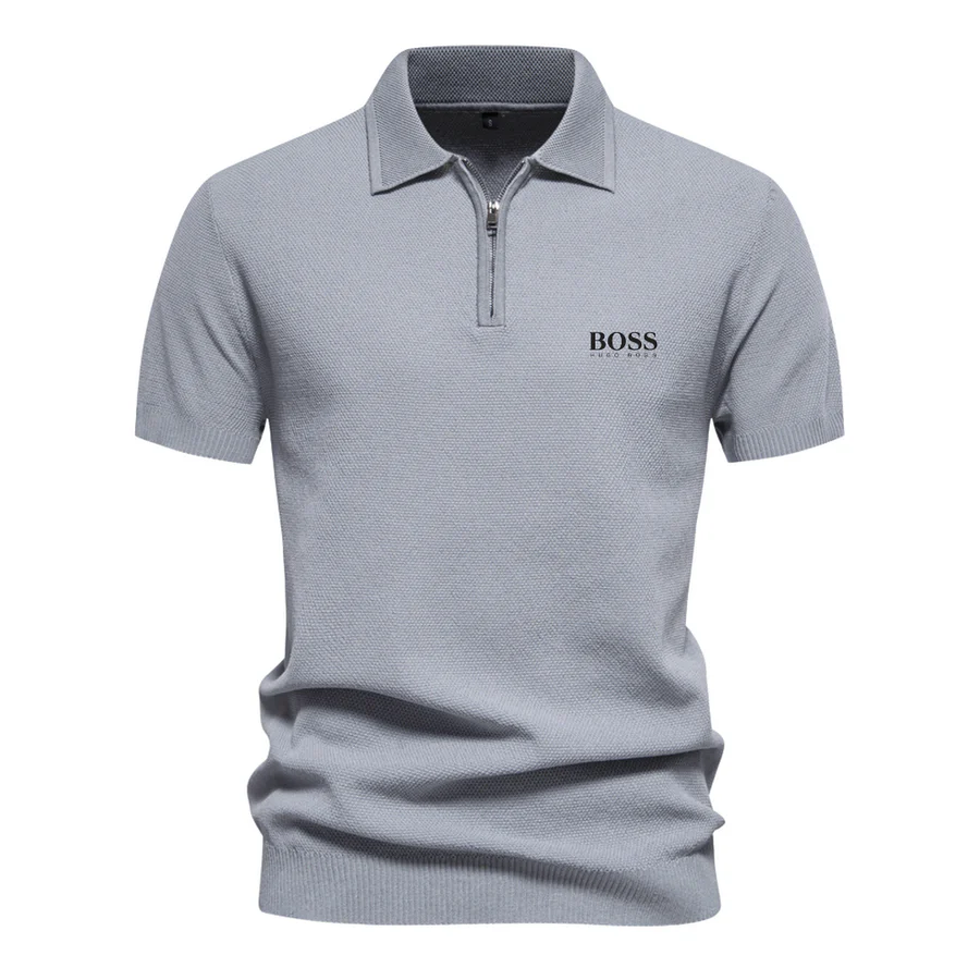 Short-Sleeved Zip-Up Polo Shirt