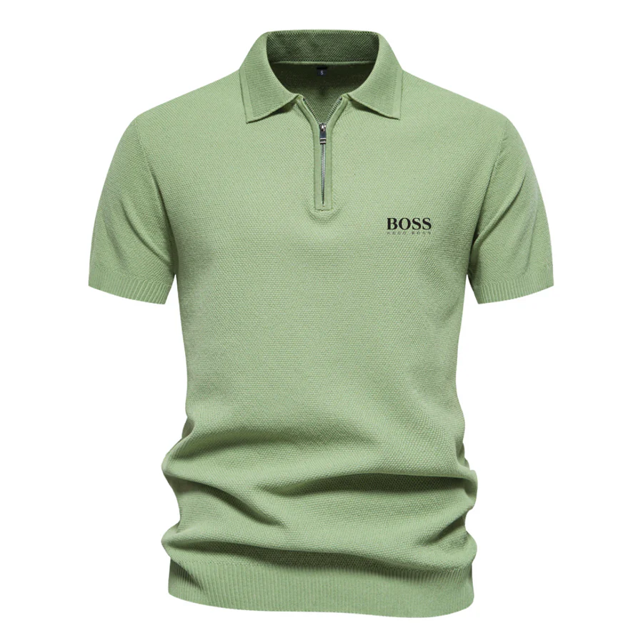 Short-Sleeved Zip-Up Polo Shirt