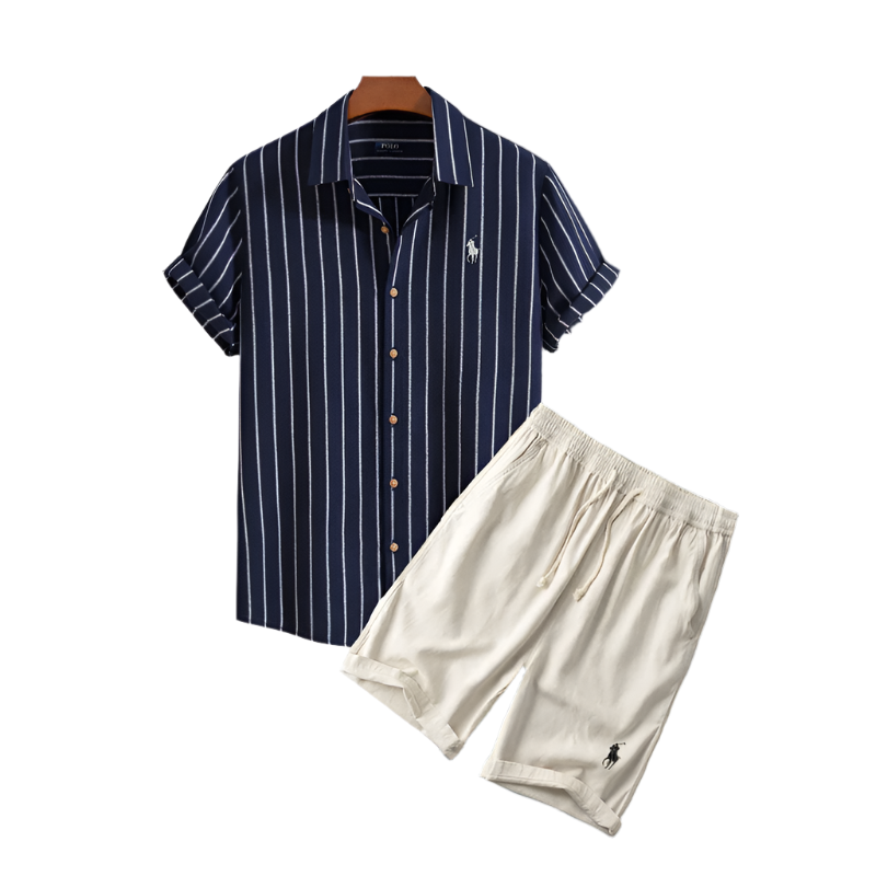 Striped Shirt & Shorts Set