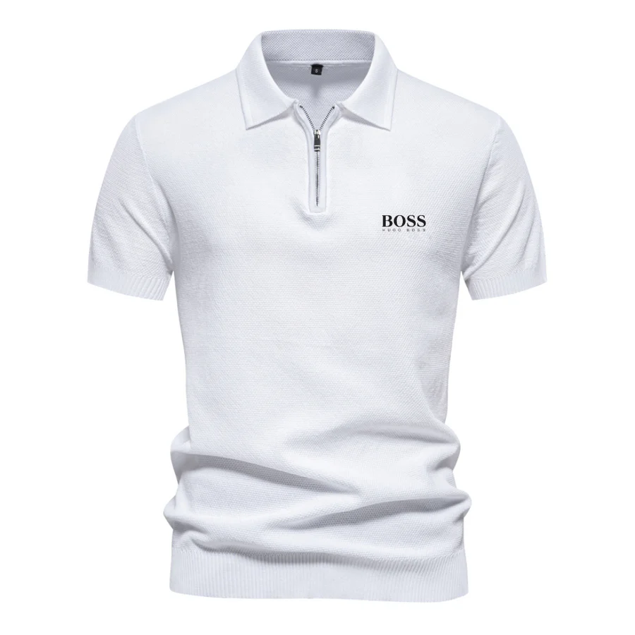 Short-Sleeved Zip-Up Polo Shirt