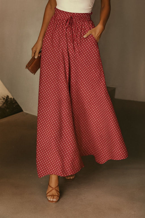 Elegant Polka Dot Wide Pants – High Waist Comfort
