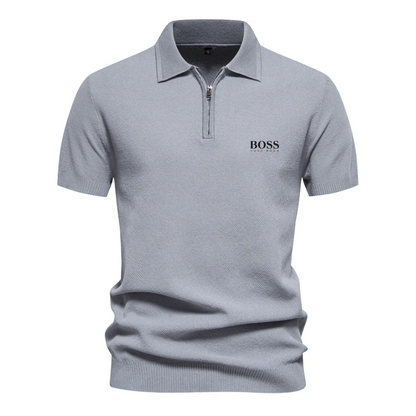 Short-Sleeved Zip-Up Polo Shirt