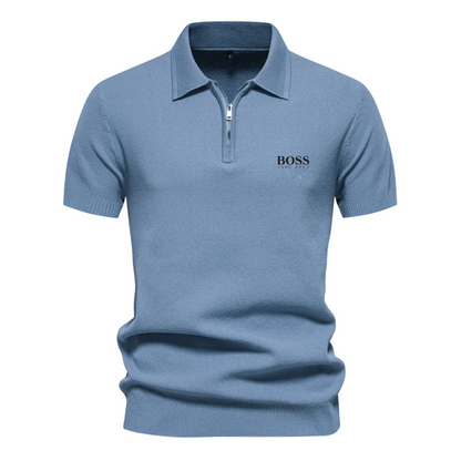 Short-Sleeved Zip-Up Polo Shirt