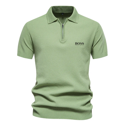 Short-Sleeved Zip-Up Polo Shirt